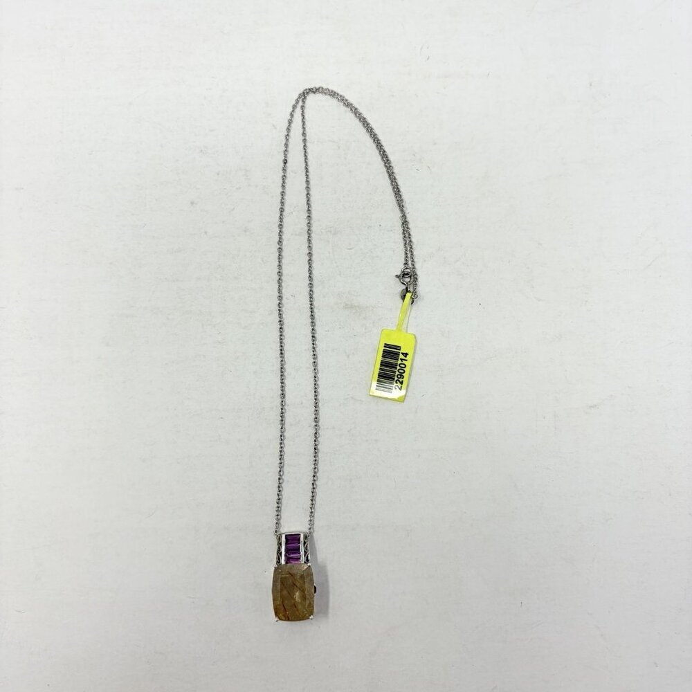 Shop LC Aurelia Rutilated Quartz/Orissa Rhodolite Garnet Pendant with Chain 5403
